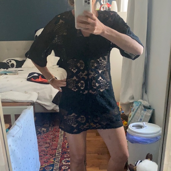 Miguelina black crochet kaftan - Picture 1 of 3